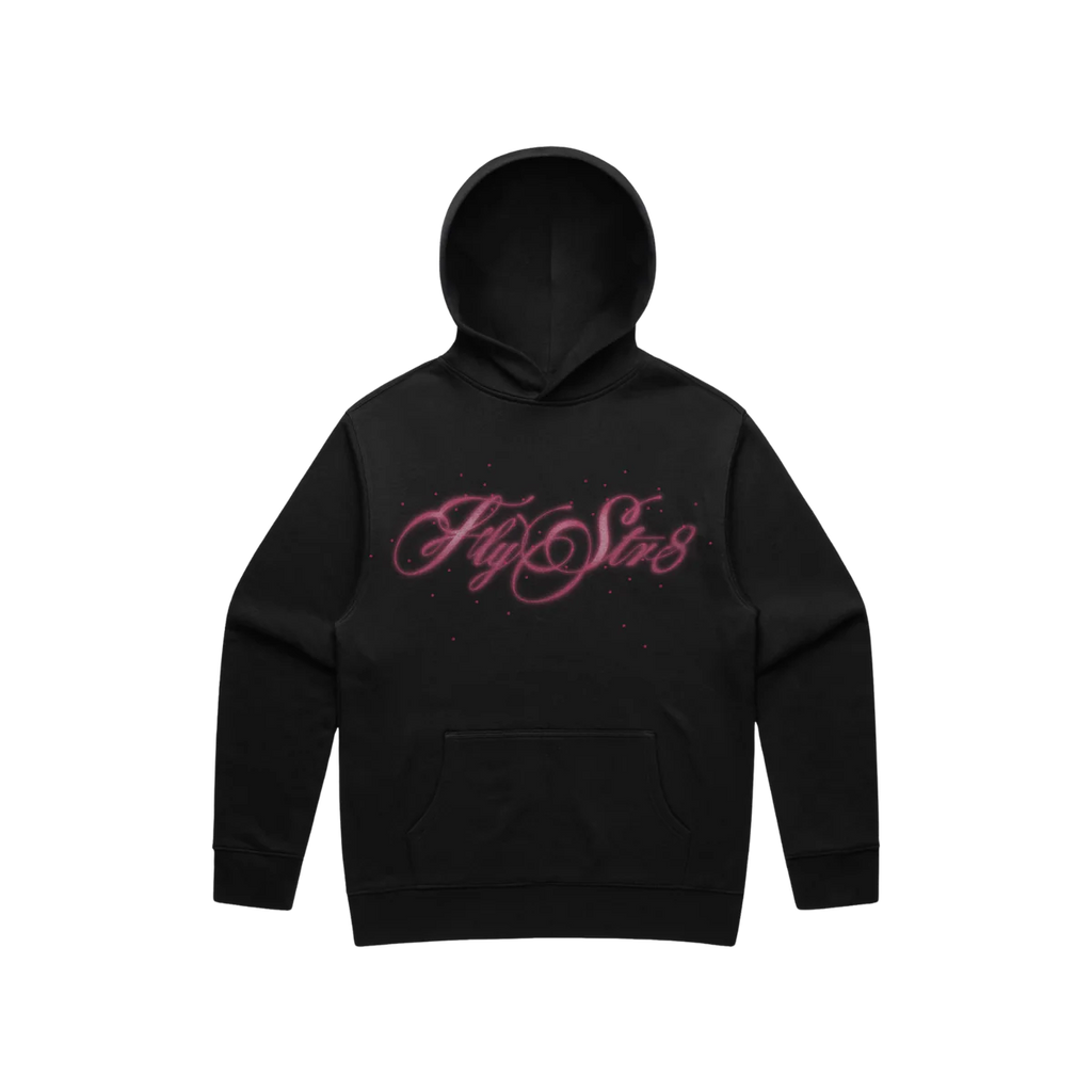 'Sega' Spray Script Black Hoodie