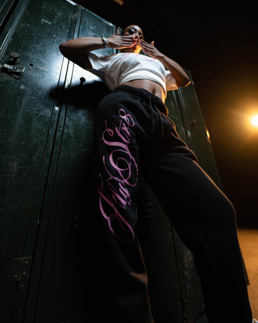 'Sega' Spray Script Black Cuffed Joggers