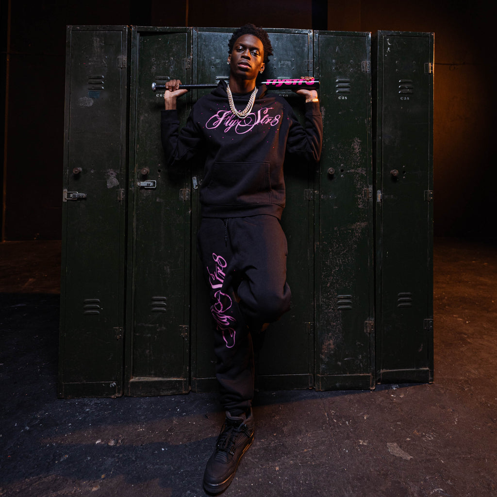 'Sega' Spray Script Black Tracksuit