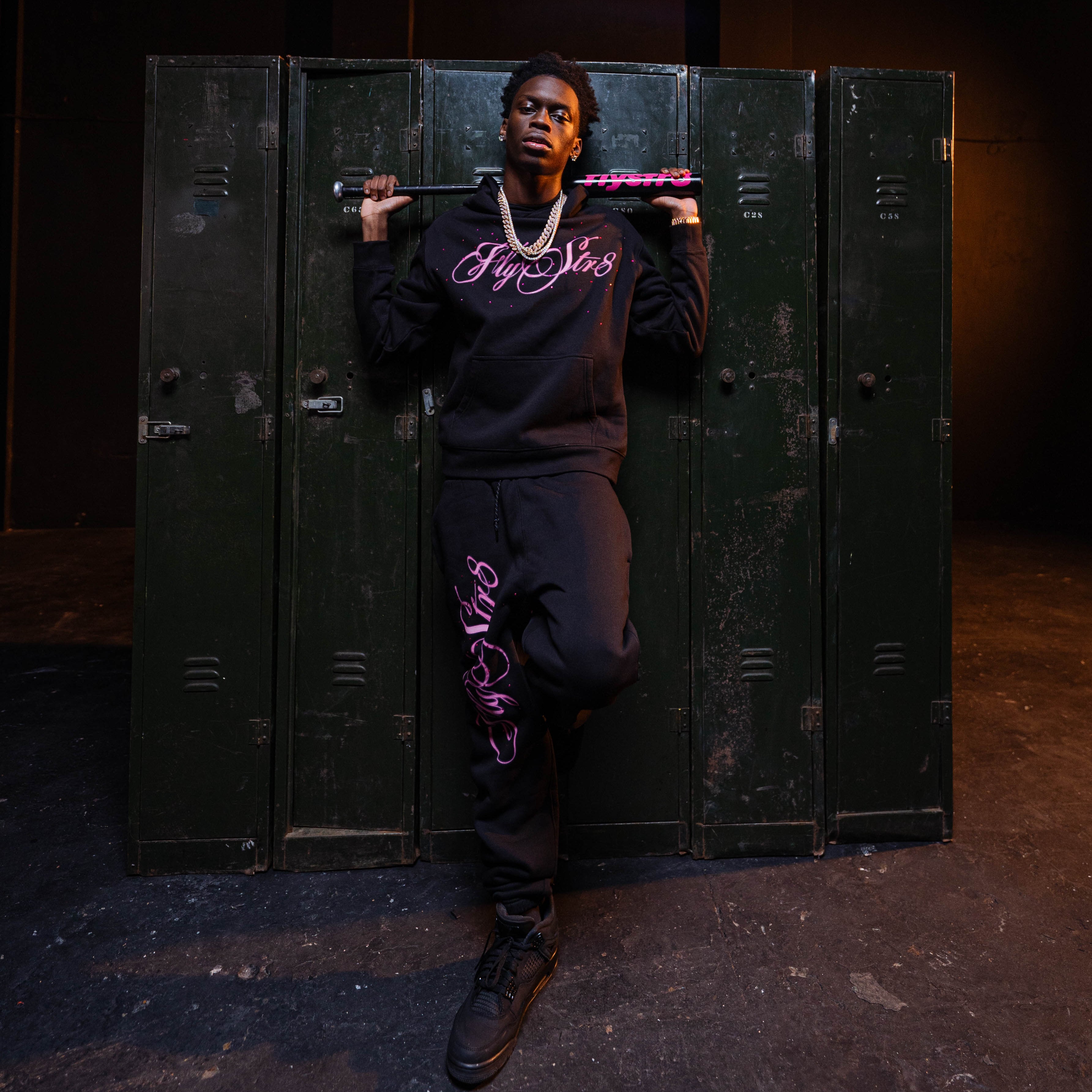 'Sega' Spray Script Black Tracksuit