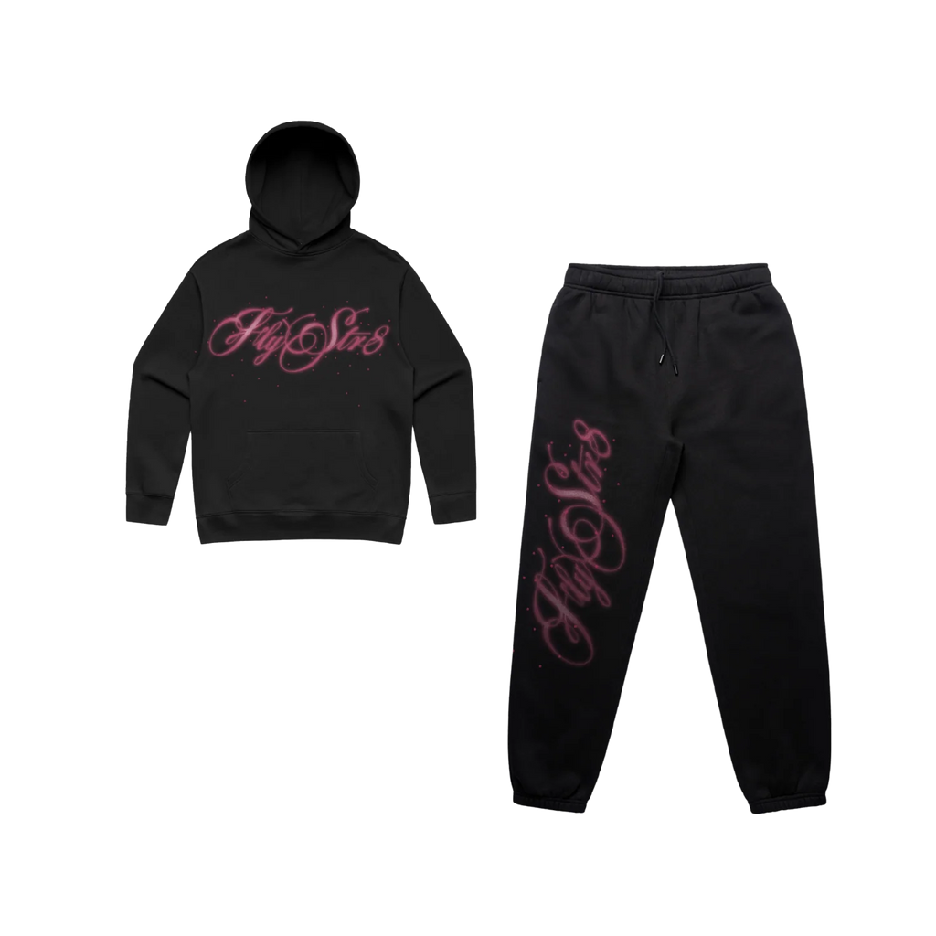 'Sega' Spray Script Black Tracksuit