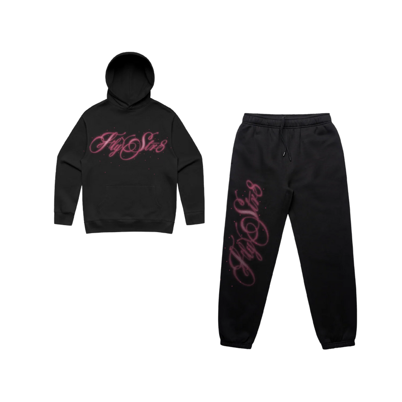 'Sega' Spray Script Black Tracksuit